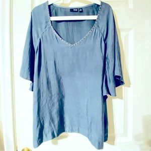A.N.A Top Women's Blouse Short Sleeve Light Bell Sleeves V Neck Size XL